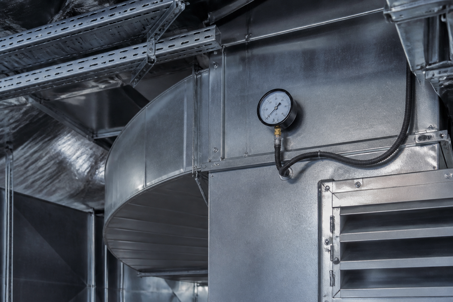 Industrial HVAC mechanical room ductwork